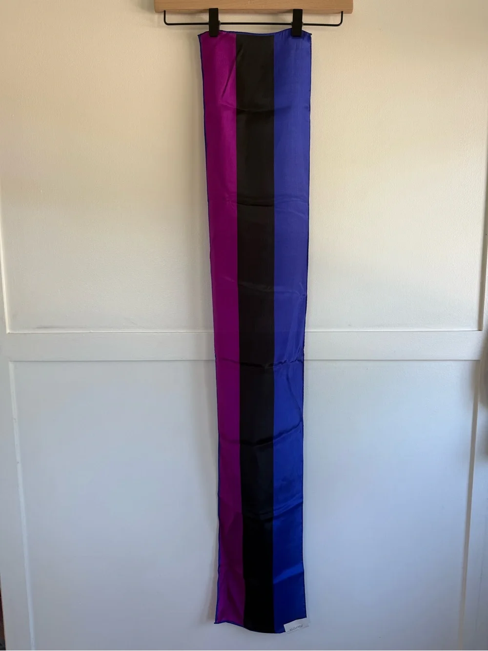 VTG Echo 100% Silk Scarf Rectangle 47”x 8” Blue Black Purple Made In Japan